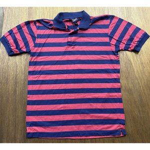 Vintage 90's Stats Red Blue Striped Polo Shirt Men's XL